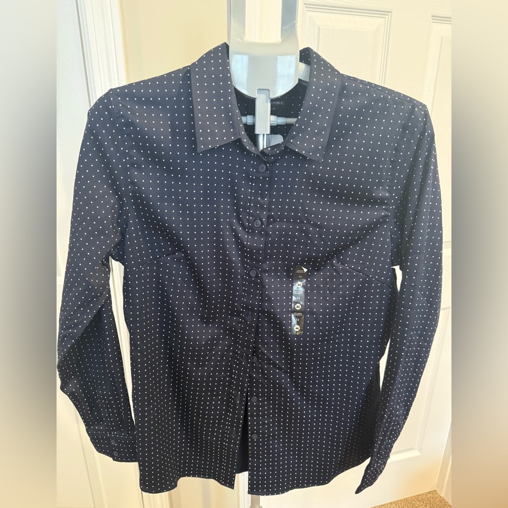 Women's Navy Polka Dot Shirt NWT